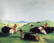 George Catlin Buffalo Chase on the Upper Missouri France oil painting reproduction